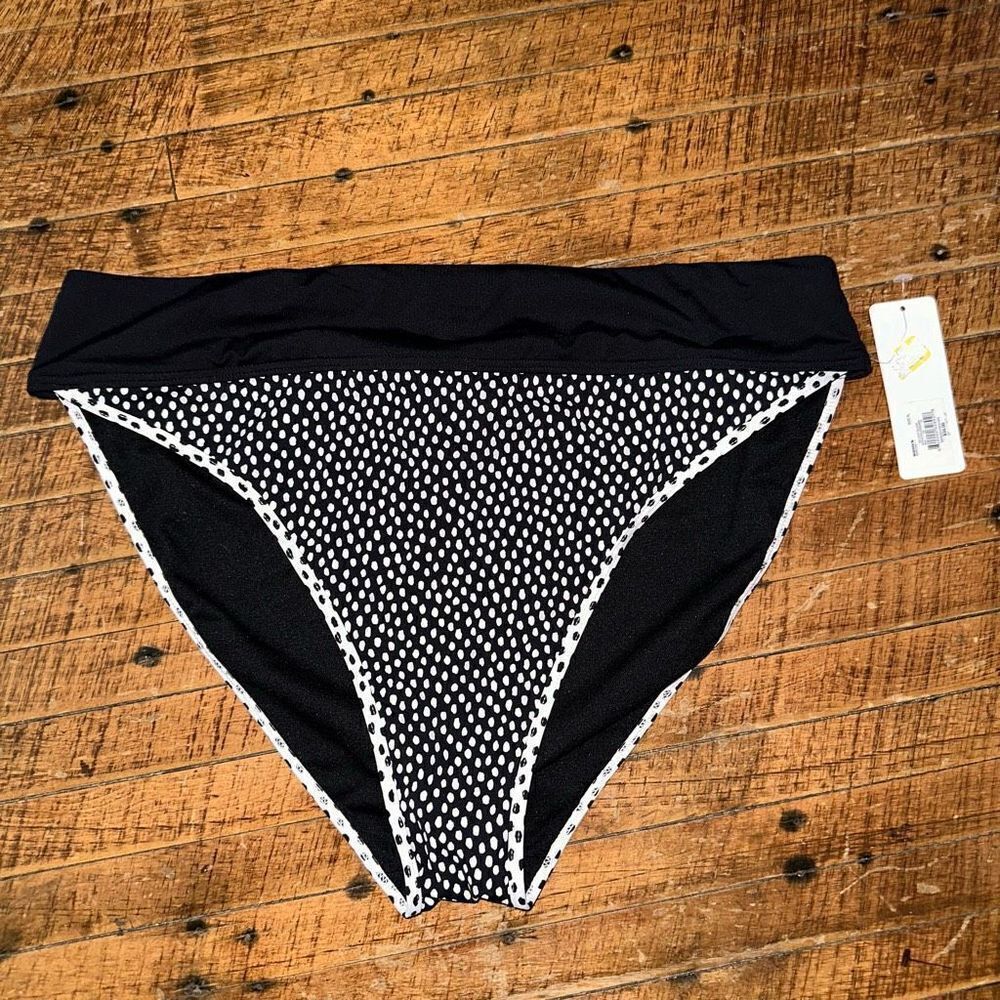 Freshwater black and white polka dot high waist swim bottoms